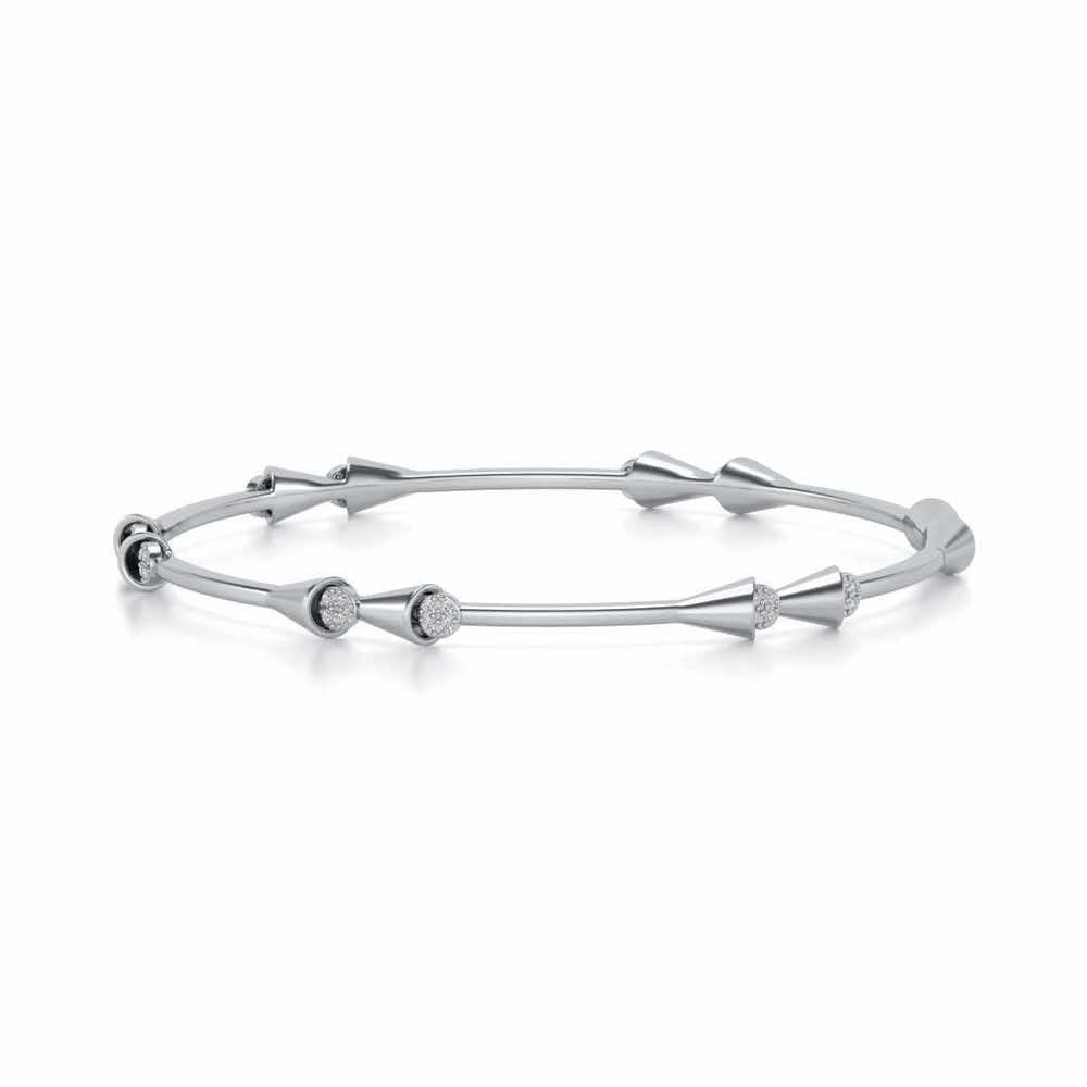 Drop-lays Silver Bangles - White Gold - Image 5