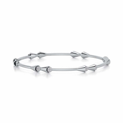 Drop-lays Silver Bangles - White Gold - Image 5