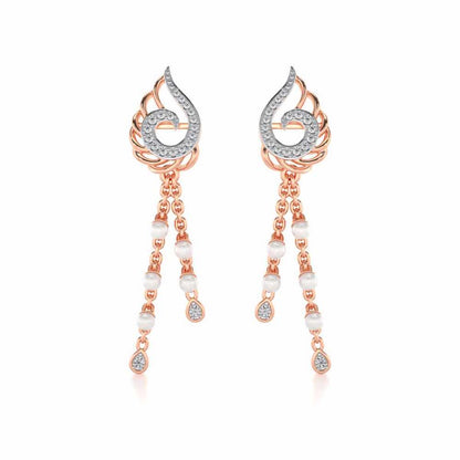 Dropril Silver Dangler Earrings - Rose Gold - Image 1