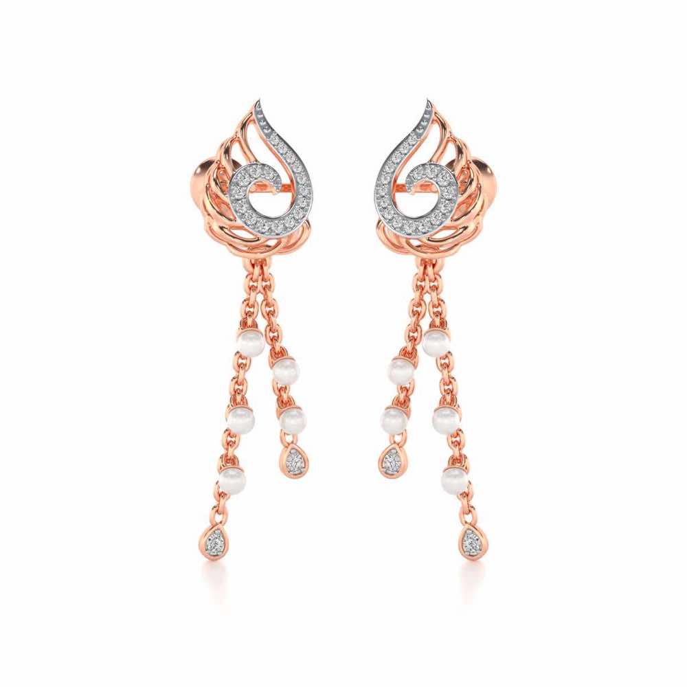 Dropril Silver Dangler Earrings - Rose Gold - Image 2