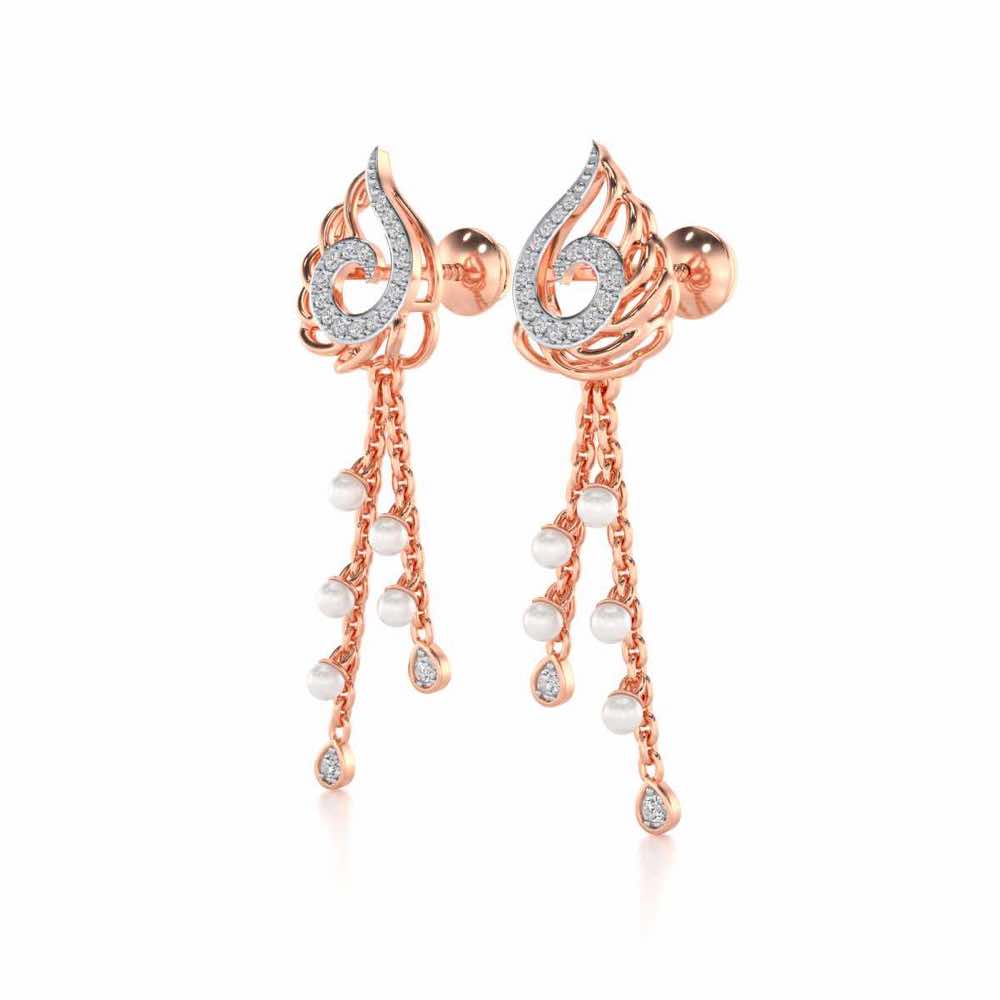 Dropril Silver Dangler Earrings - Rose Gold - Image 3