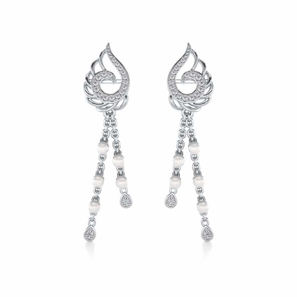 Dropril Silver Dangler Earrings - White Gold - Image 1