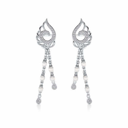 Dropril Silver Dangler Earrings - White Gold - Image 1