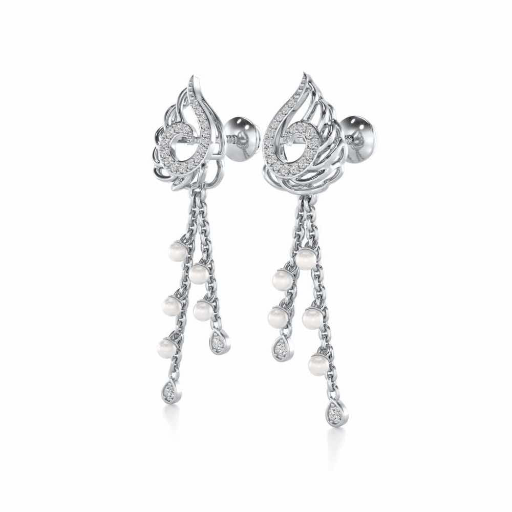 Dropril Silver Dangler Earrings - White Gold - Image 3