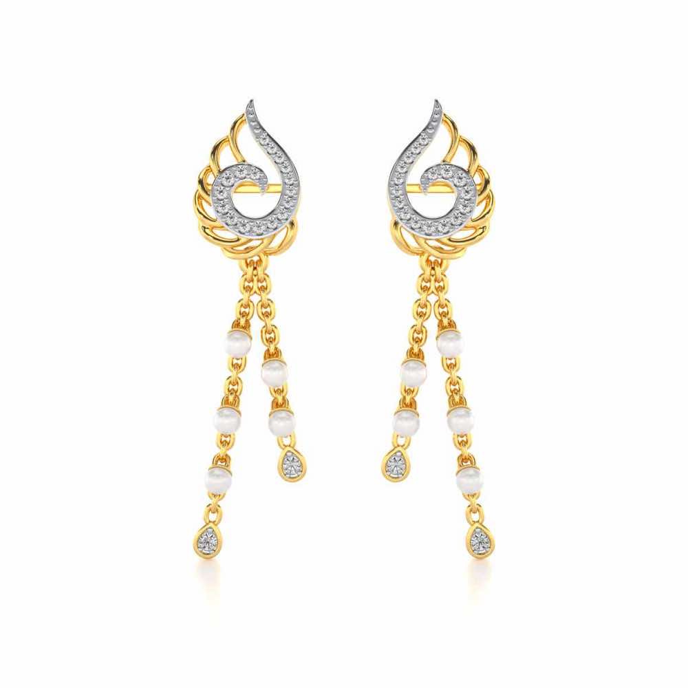 Dropril Silver Dangler Earrings - Yellow Gold - Image 1