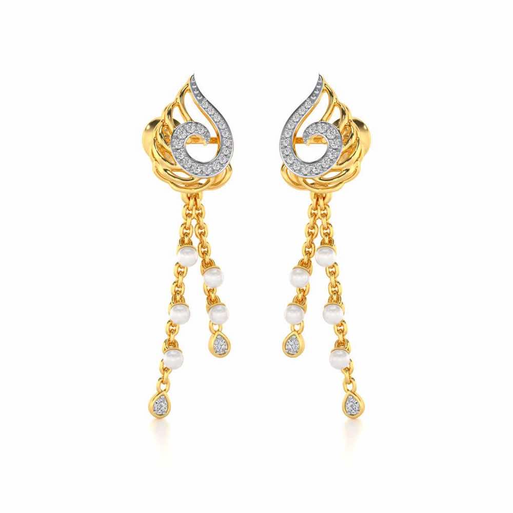 Dropril Silver Dangler Earrings - Yellow Gold - Image 2