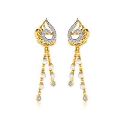 Dropril Silver Dangler Earrings - Yellow Gold - Image 2