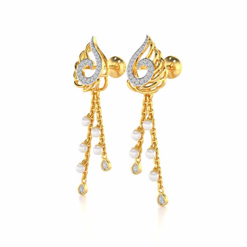 Dropril Silver Dangler Earrings - Yellow Gold - Image 3