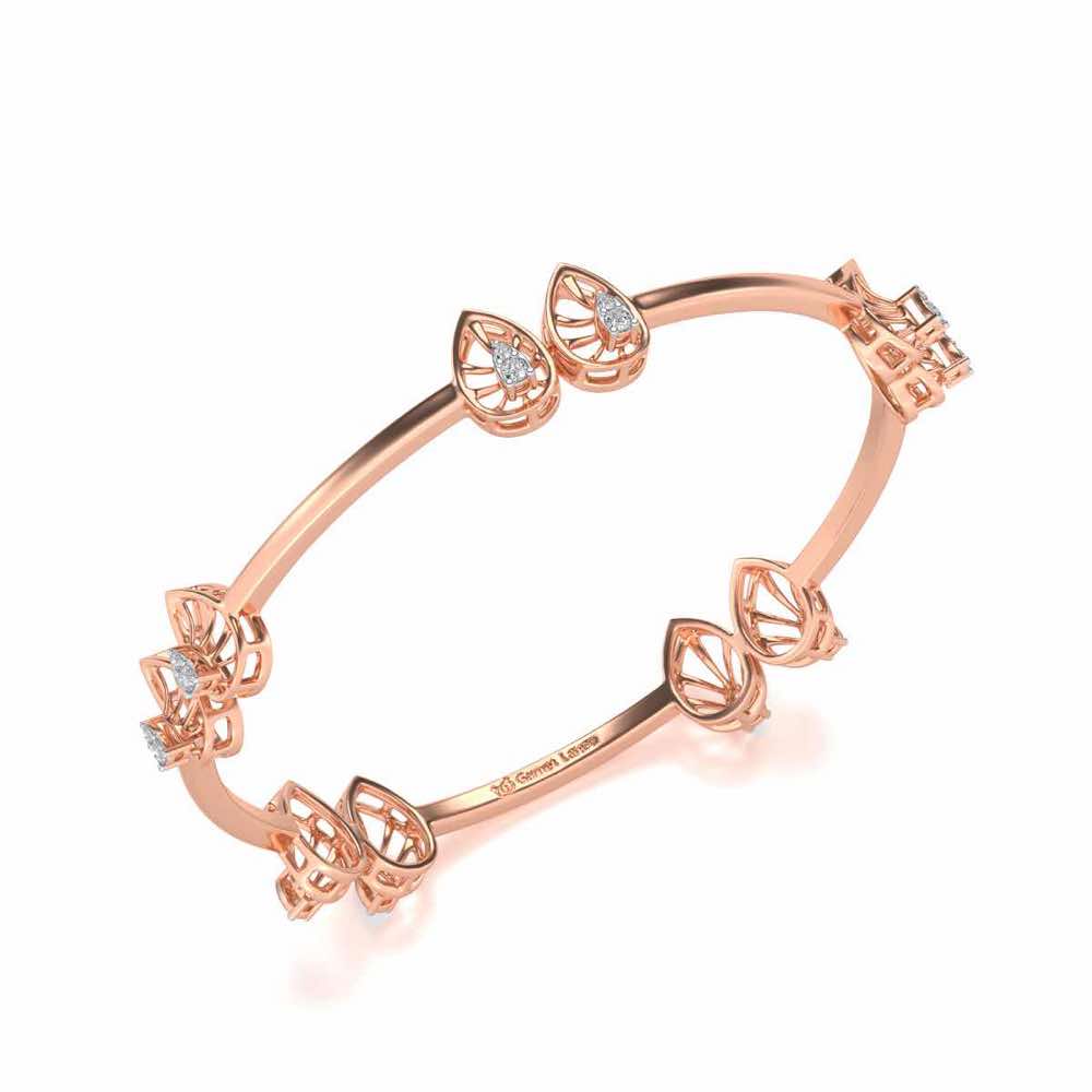 Duo Drops Silver Bangles - Rose Gold - Image 1