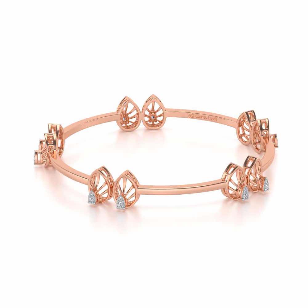 Duo Drops Silver Bangles - Rose Gold - Image 2