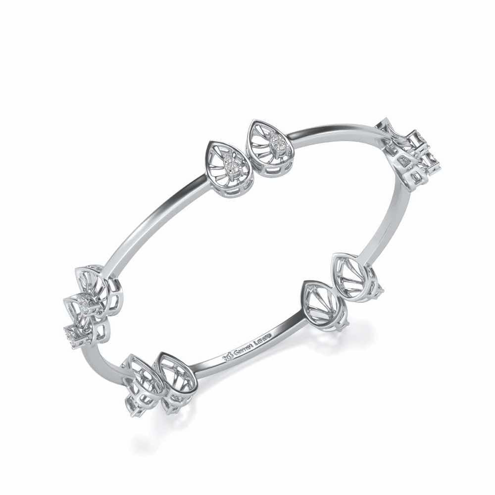 Duo Drops Silver Bangles - White Gold - Image 1
