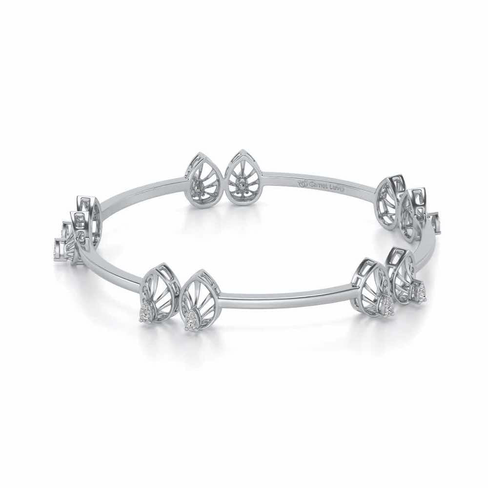 Duo Drops Silver Bangles - White Gold - Image 2