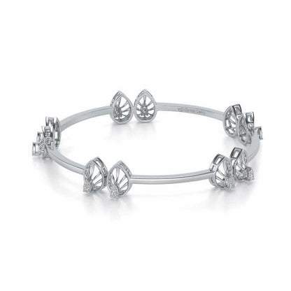 Duo Drops Silver Bangles - White Gold - Image 2