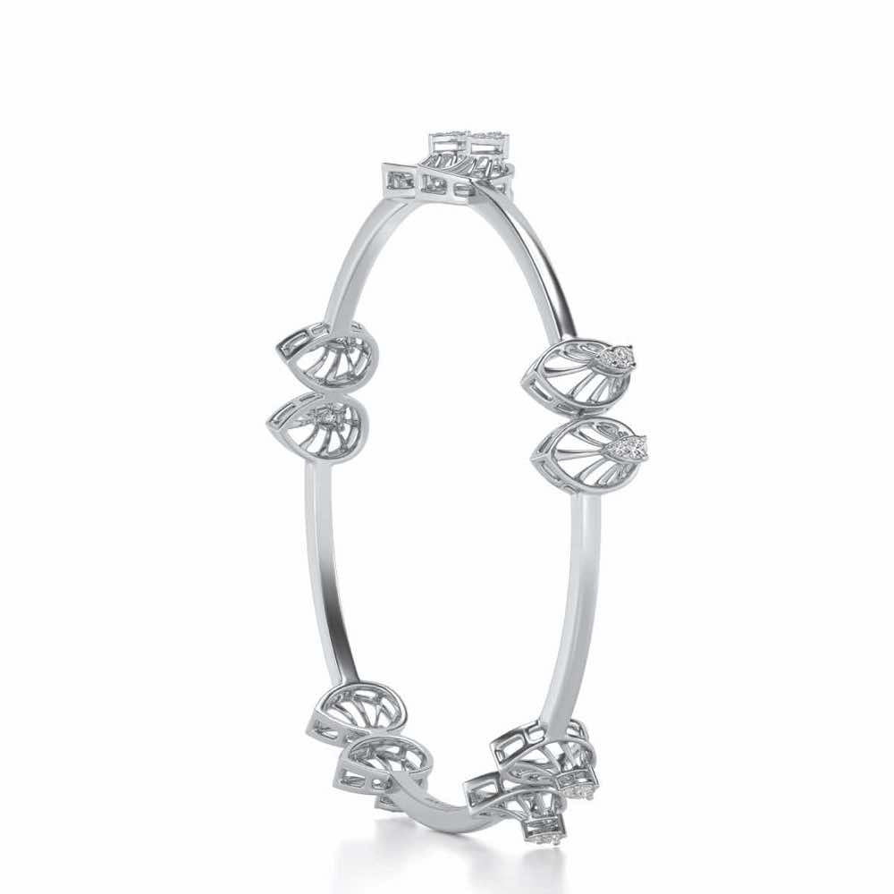 Duo Drops Silver Bangles - White Gold - Image 3