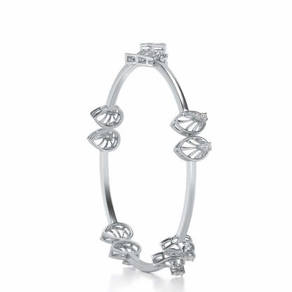 Duo Drops Silver Bangles - White Gold - Image 3