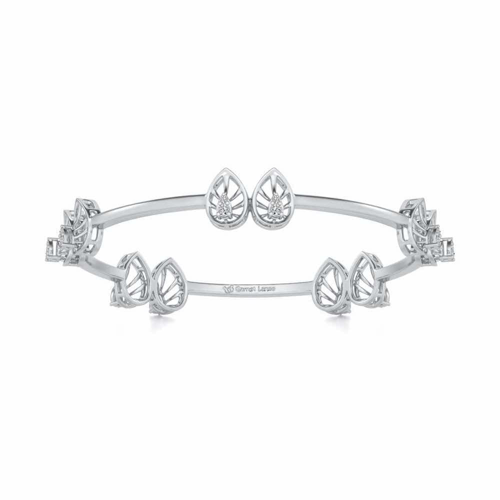 Duo Drops Silver Bangles - White Gold - Image 4