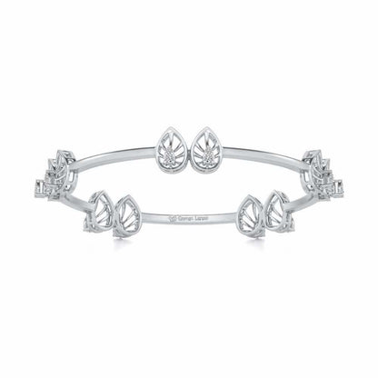 Duo Drops Silver Bangles - White Gold - Image 4
