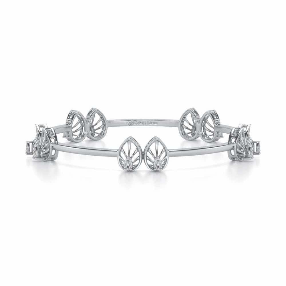 Duo Drops Silver Bangles - White Gold - Image 5