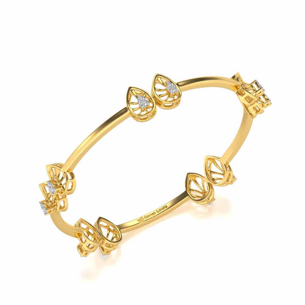Duo Drops Silver Bangles - Yellow Gold - Image 1