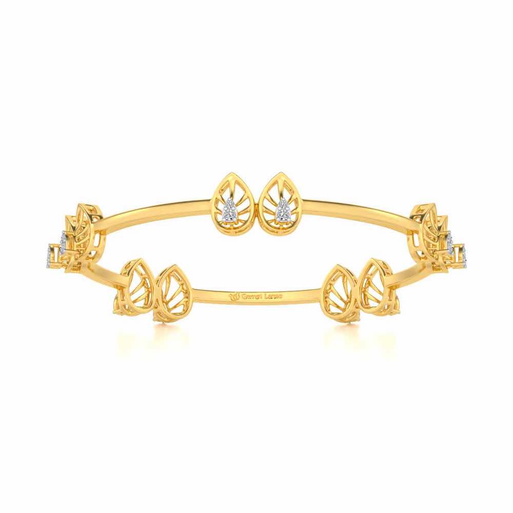 Duo Drops Silver Bangles - Yellow Gold - Image 4
