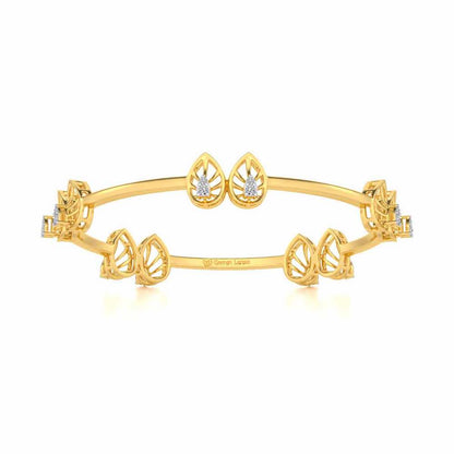 Duo Drops Silver Bangles - Yellow Gold - Image 4