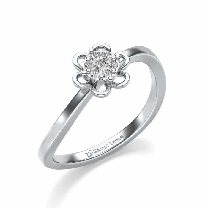 Duo-Drops Silver Ring - White Gold - Image 1