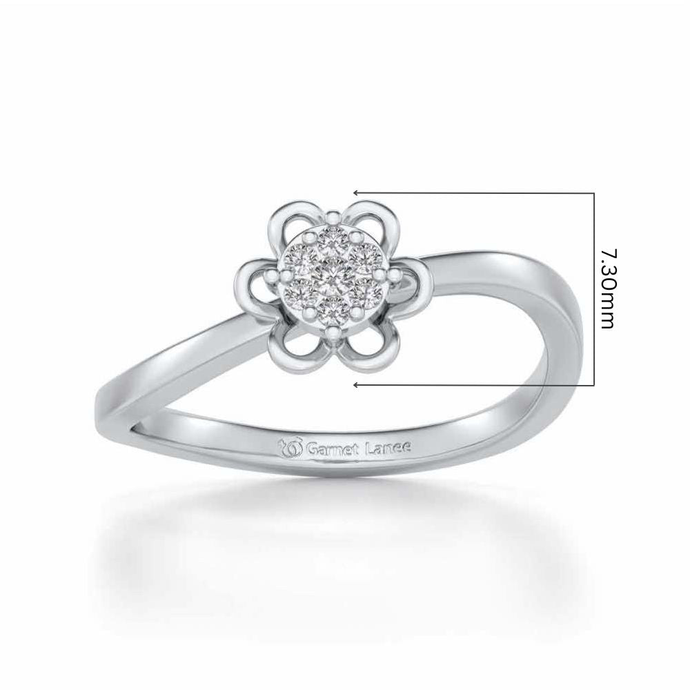 Duo-Drops Silver Ring - White Gold - Image 2