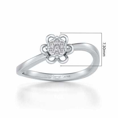 Duo-Drops Silver Ring - White Gold - Image 2