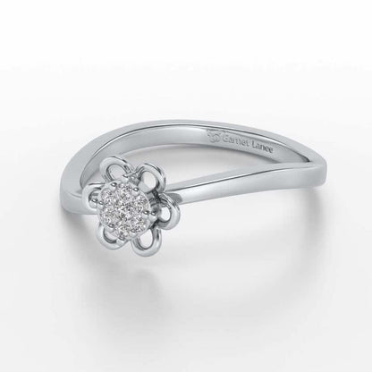 Duo-Drops Silver Ring - White Gold - Image 3