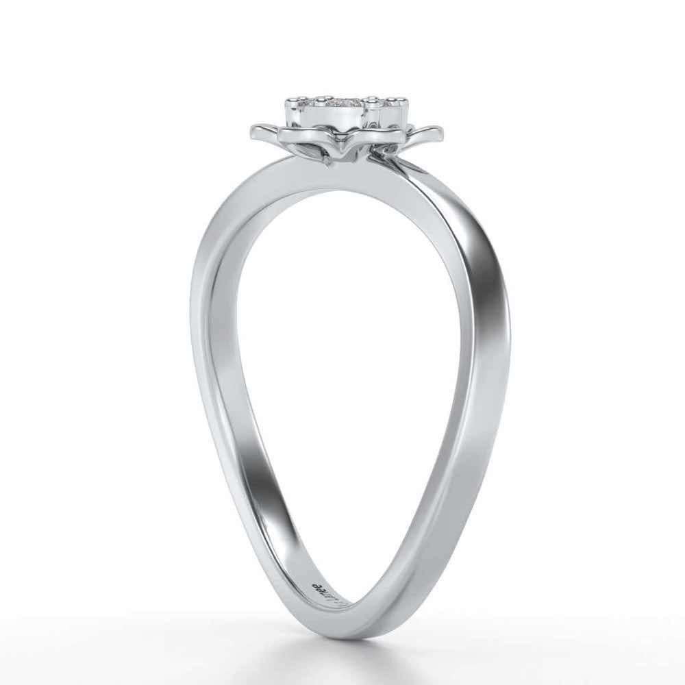 Duo-Drops Silver Ring - White Gold - Image 4