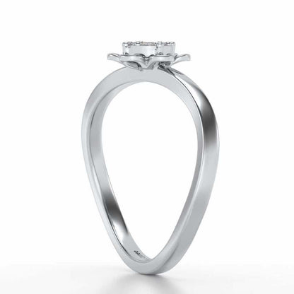 Duo-Drops Silver Ring - White Gold - Image 4