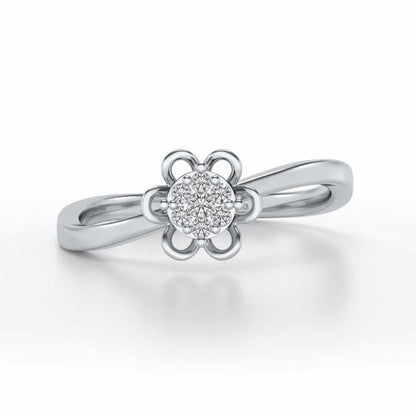 Duo-Drops Silver Ring - White Gold - Image 5