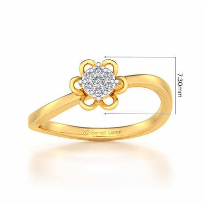 Duo-Drops Silver Ring - Yellow Gold - Image 2
