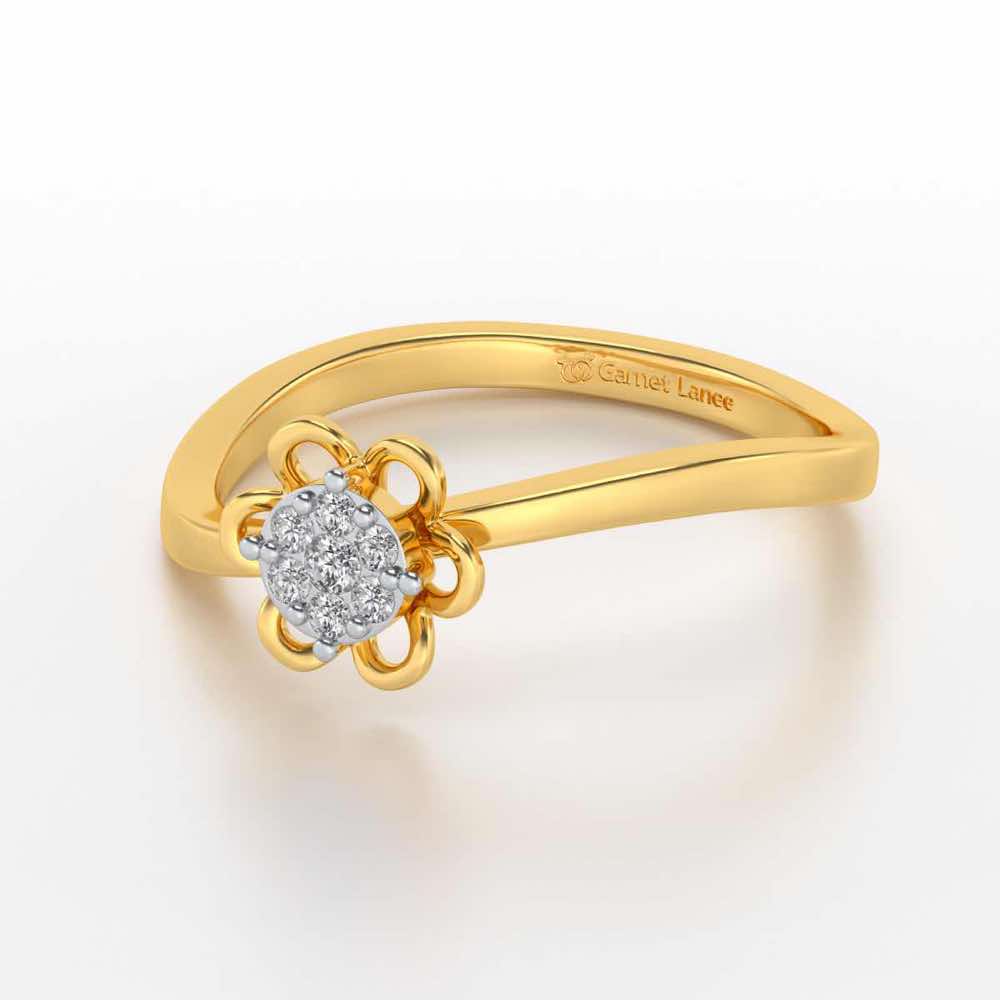 Duo-Drops Silver Ring - Yellow Gold - Image 3