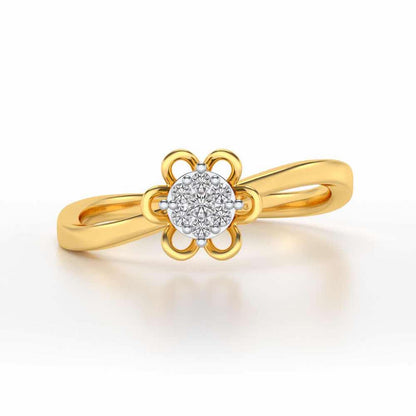 Duo-Drops Silver Ring - Yellow Gold - Image 5