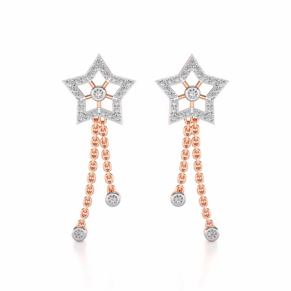 Duo Star Silver Earrings - Rose Gold - Image 1