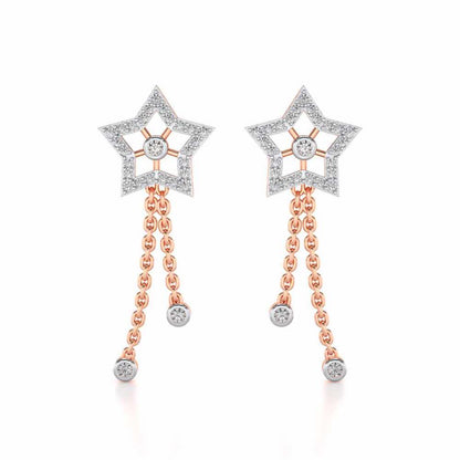 Duo Star Silver Earrings - Rose Gold - Image 1