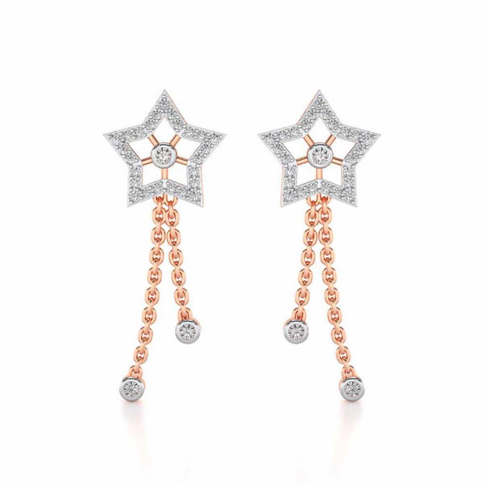 Duo Star Silver Earrings - Rose Gold - Image 1