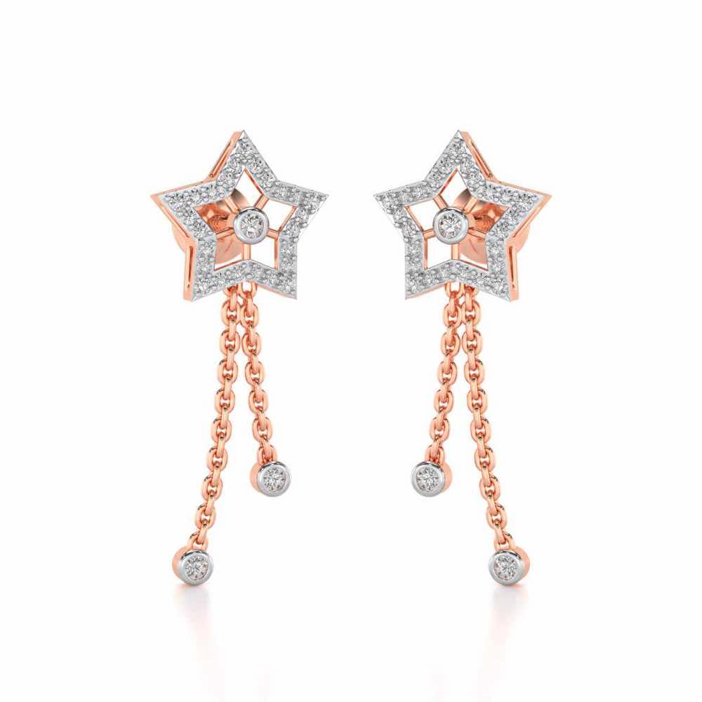 Duo Star Silver Earrings - Rose Gold - Image 2