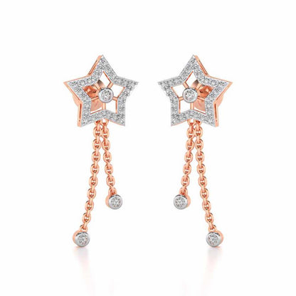 Duo Star Silver Earrings - Rose Gold - Image 2