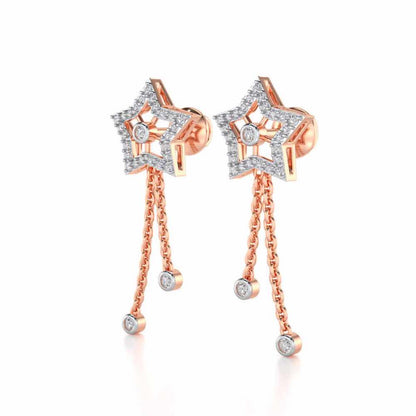 Duo Star Silver Earrings - Rose Gold - Image 3