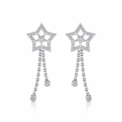Duo Star Silver Earrings - White Gold - Image 1
