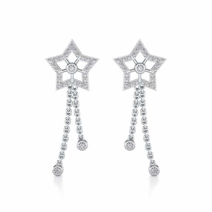 Duo Star Silver Earrings - White Gold - Image 1