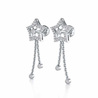 Duo Star Silver Earrings - White Gold - Image 3