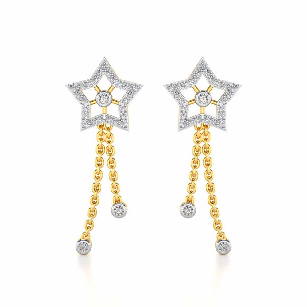 Duo Star Silver Earrings - Yellow Gold - Image 1