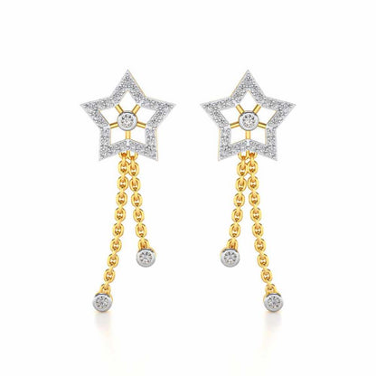Duo Star Silver Earrings - Yellow Gold - Image 1