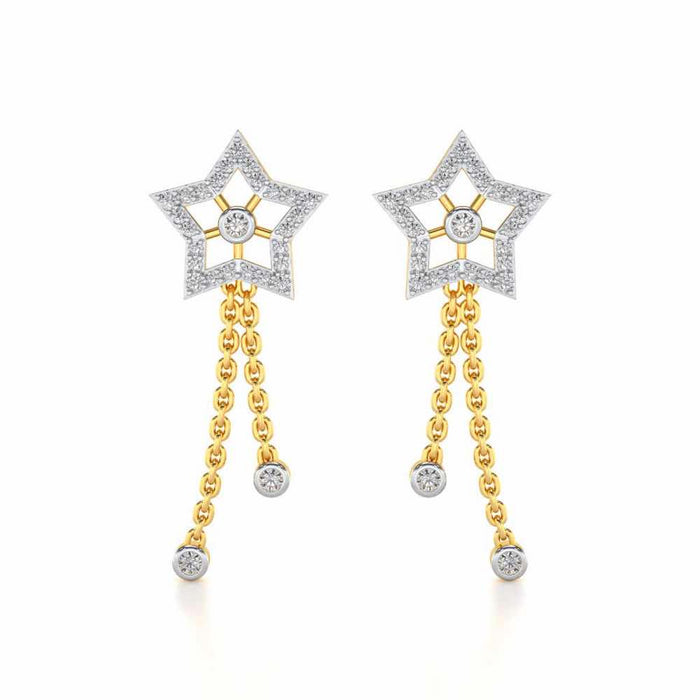 Duo Star Silver Earrings - Yellow Gold - Image 1
