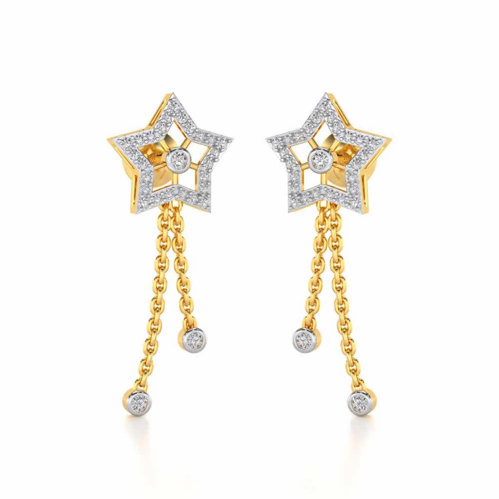 Duo Star Silver Earrings - Yellow Gold - Image 2