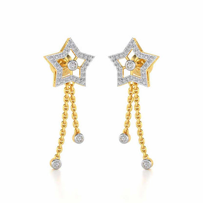 Duo Star Silver Earrings - Yellow Gold - Image 2