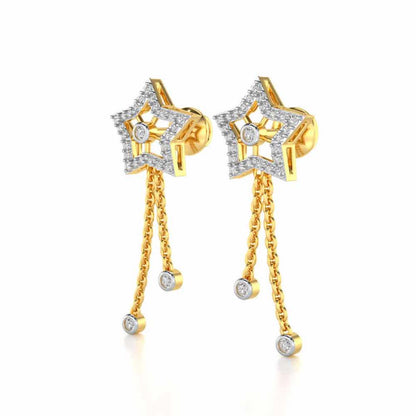 Duo Star Silver Earrings - Yellow Gold - Image 3